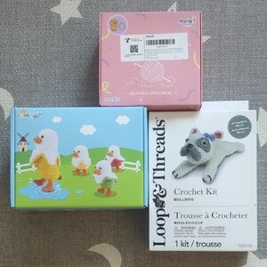 🧶 Crochet Kit Bundle with Duck, Ducklings, and Bulldog Designs